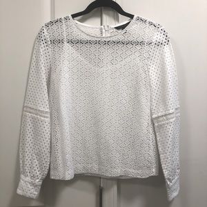 Banana Republic Mixed Lace Long Sleeve Blouse